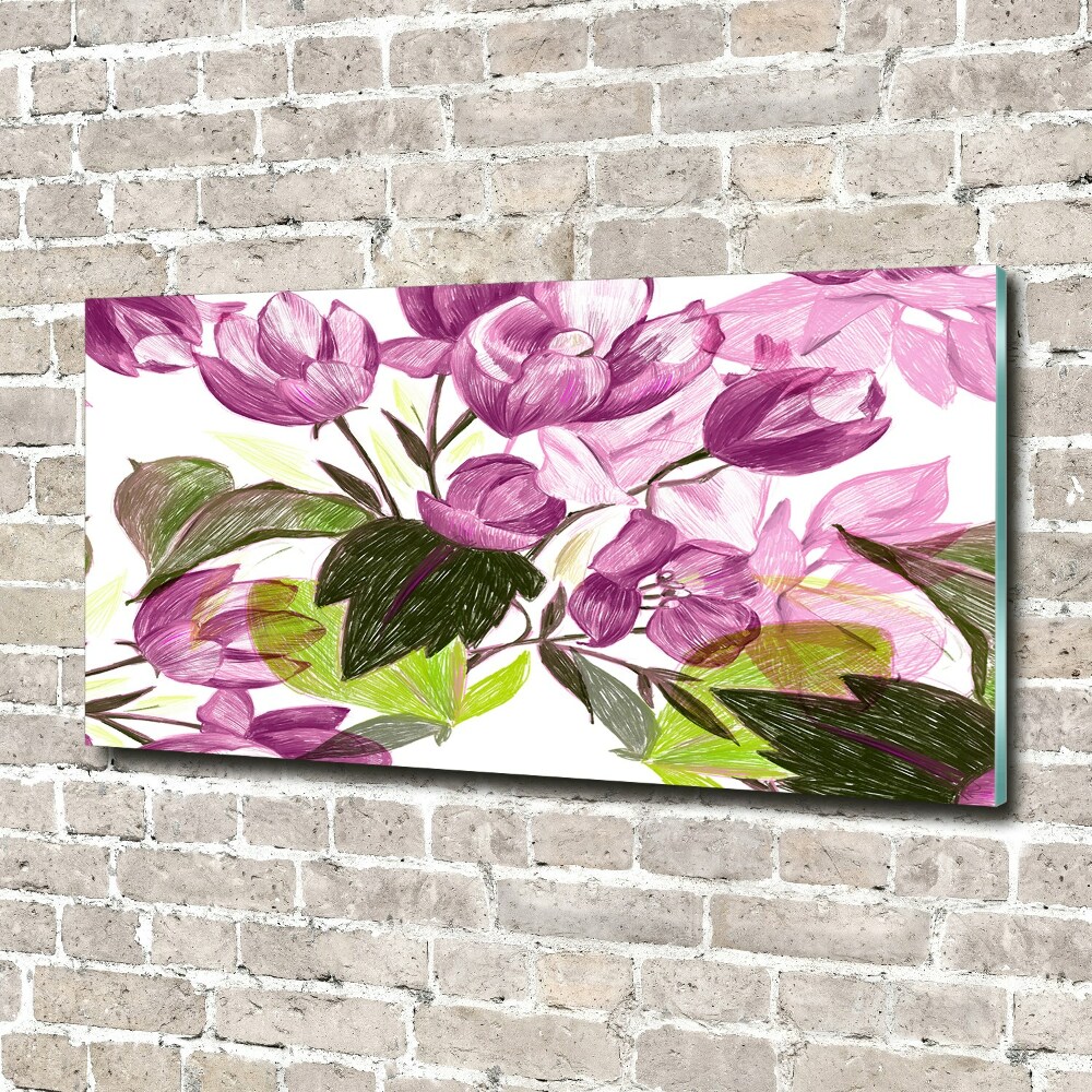 Printed glass wall art Floral pattern