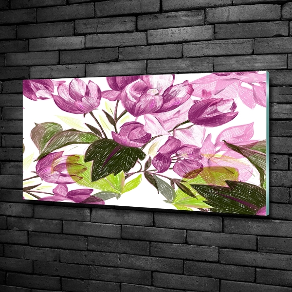 Printed glass wall art Floral pattern