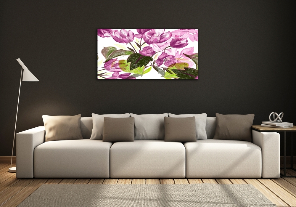 Printed glass wall art Floral pattern