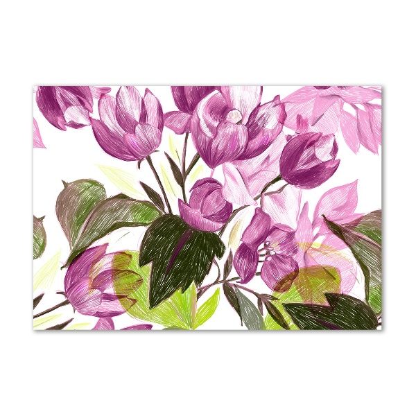 Printed glass wall art Floral pattern