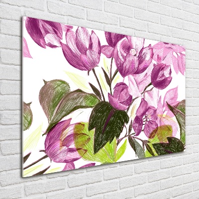 Printed glass wall art Floral pattern