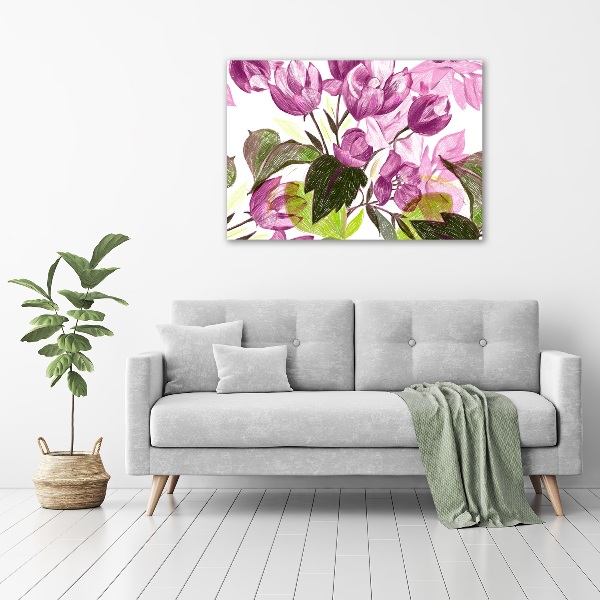 Printed glass wall art Floral pattern