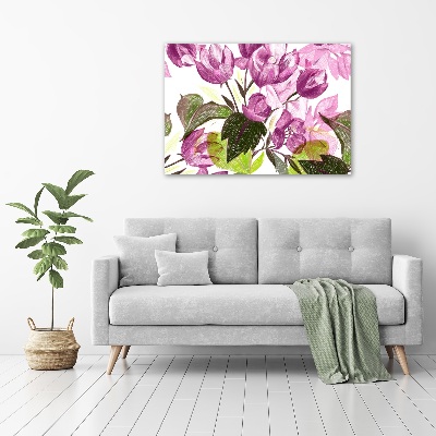 Printed glass wall art Floral pattern