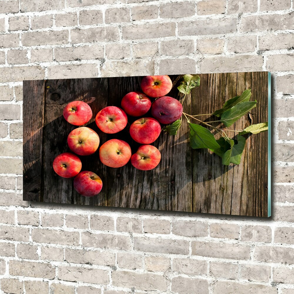 Glass wall art Apples on the table