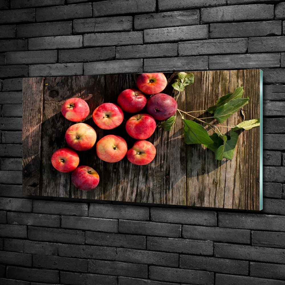 Glass wall art Apples on the table