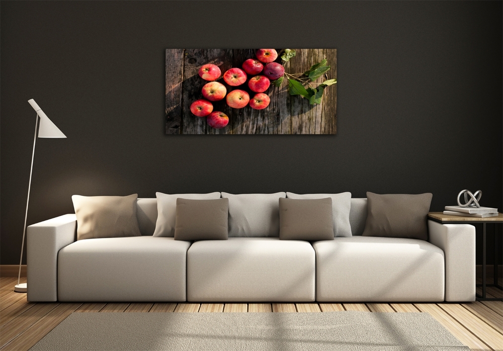 Glass wall art Apples on the table