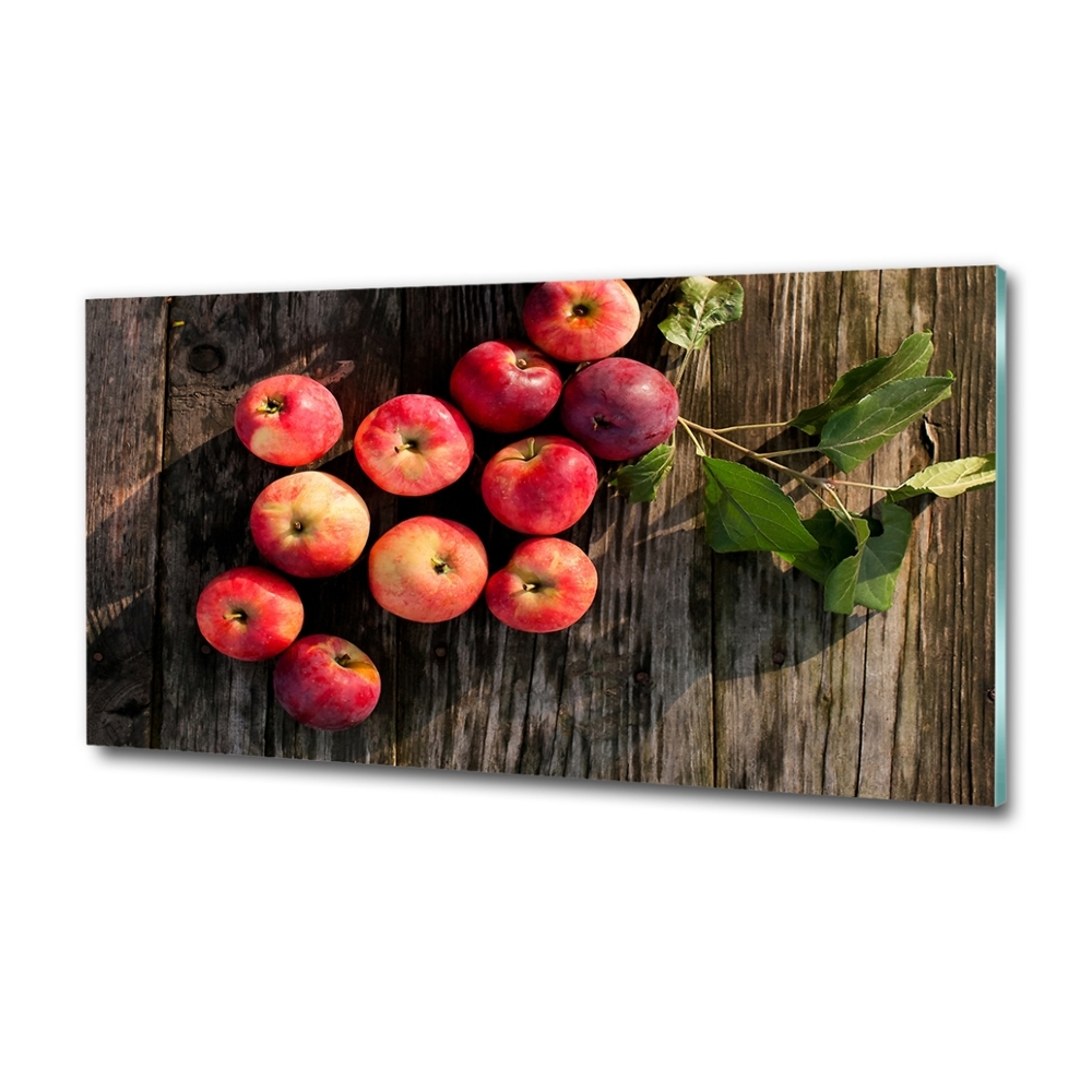 Glass wall art Apples on the table