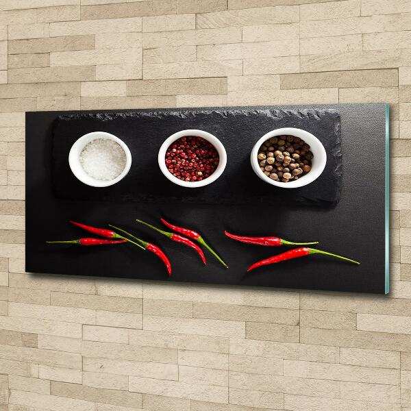 Glass art print Spices and chillies