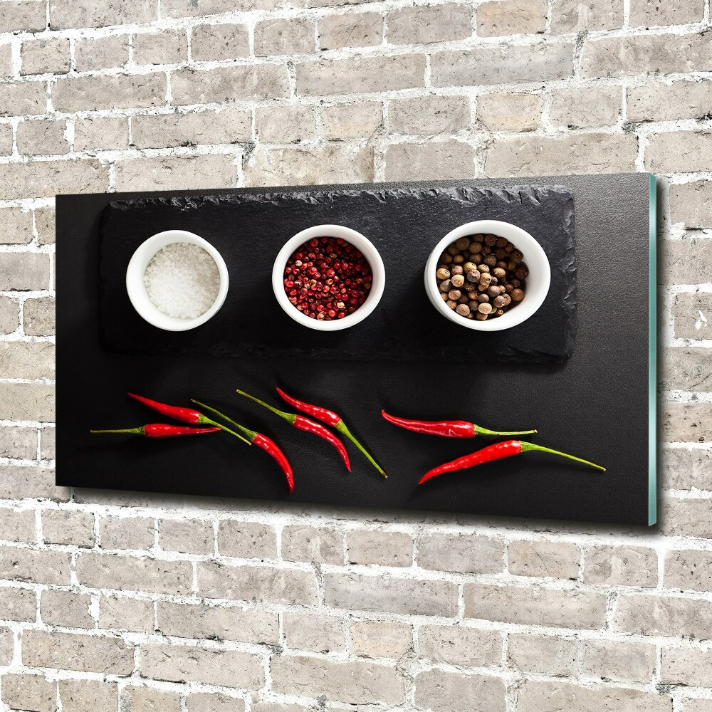 Glass art print Spices and chillies