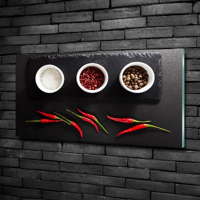 Glass art print Spices and chillies