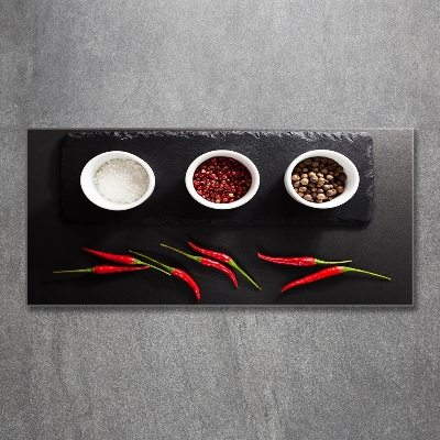 Glass art print Spices and chillies