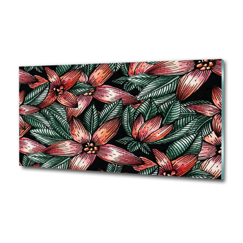 Printed glass wall art Floral pattern