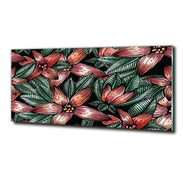 Printed glass wall art Floral pattern