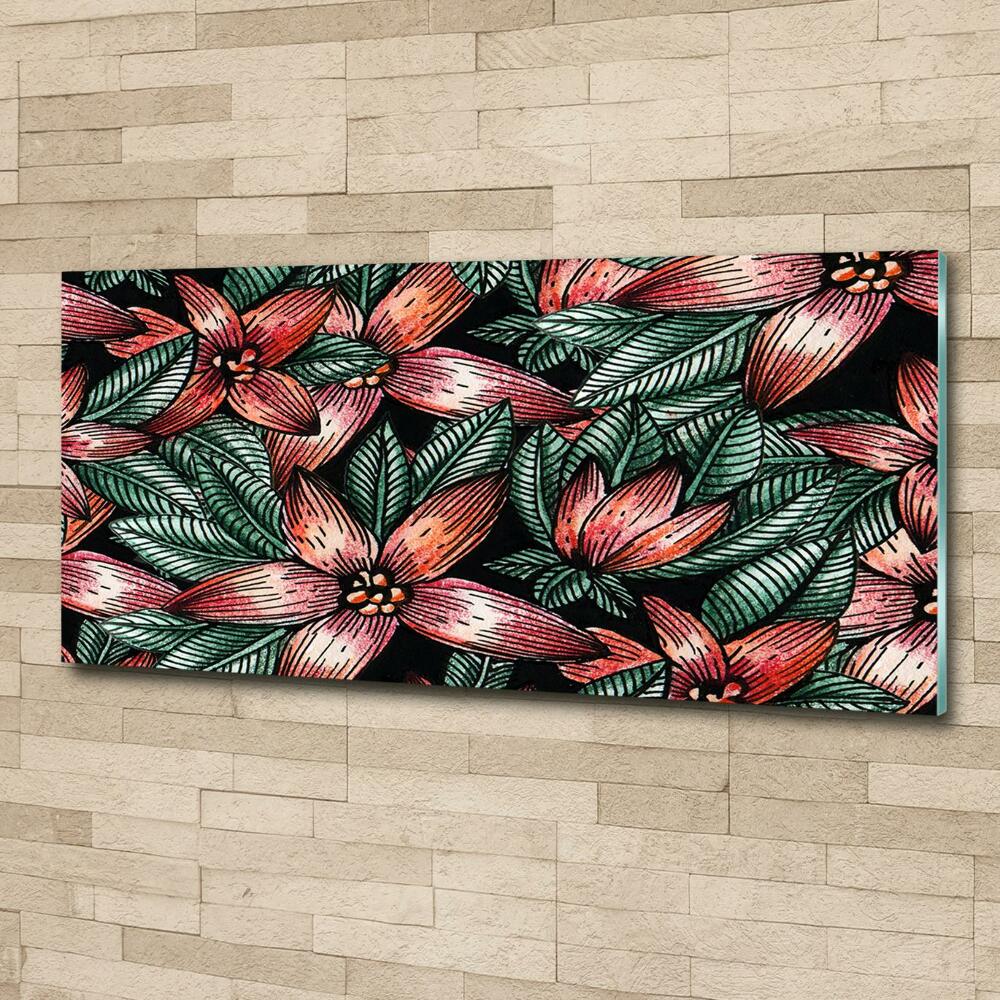 Printed glass wall art Floral pattern