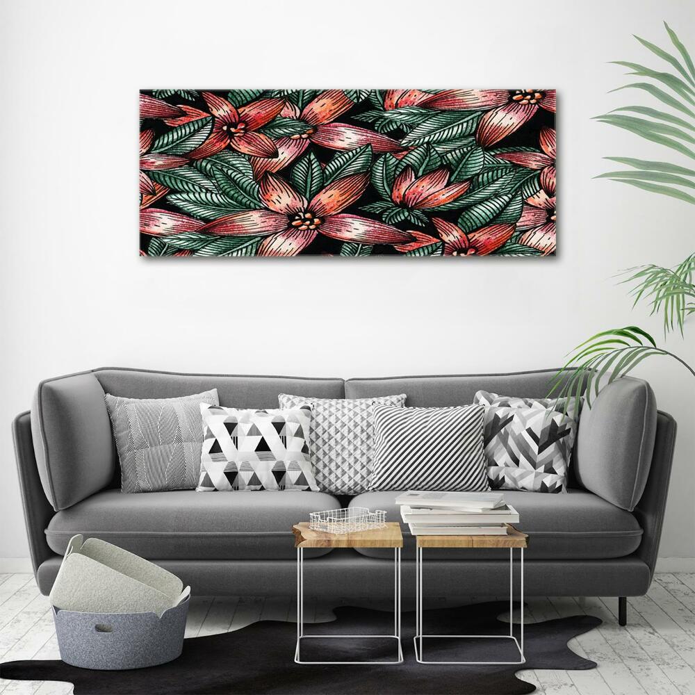 Printed glass wall art Floral pattern