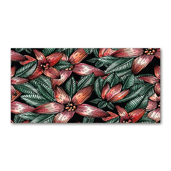 Printed glass wall art Floral pattern