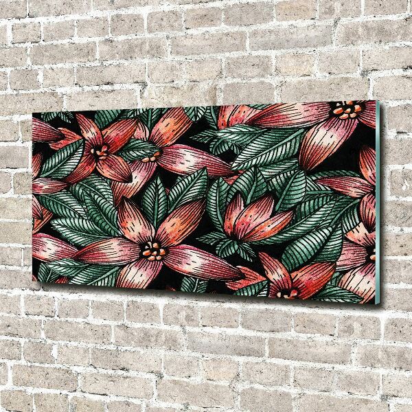 Printed glass wall art Floral pattern