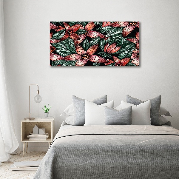 Printed glass wall art Floral pattern