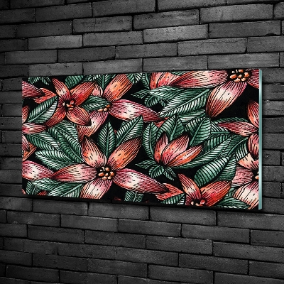 Printed glass wall art Floral pattern