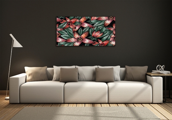 Printed glass wall art Floral pattern