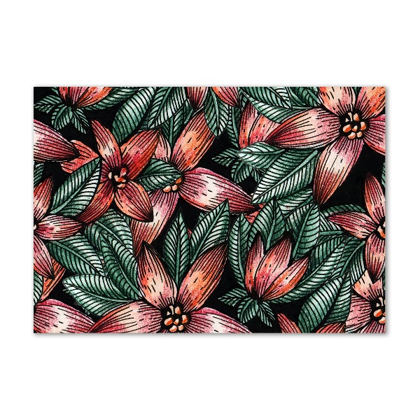 Printed glass wall art Floral pattern