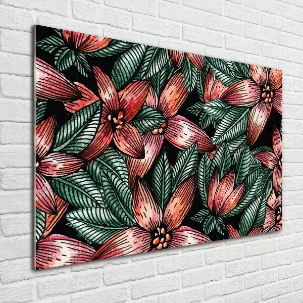 Printed glass wall art Floral pattern