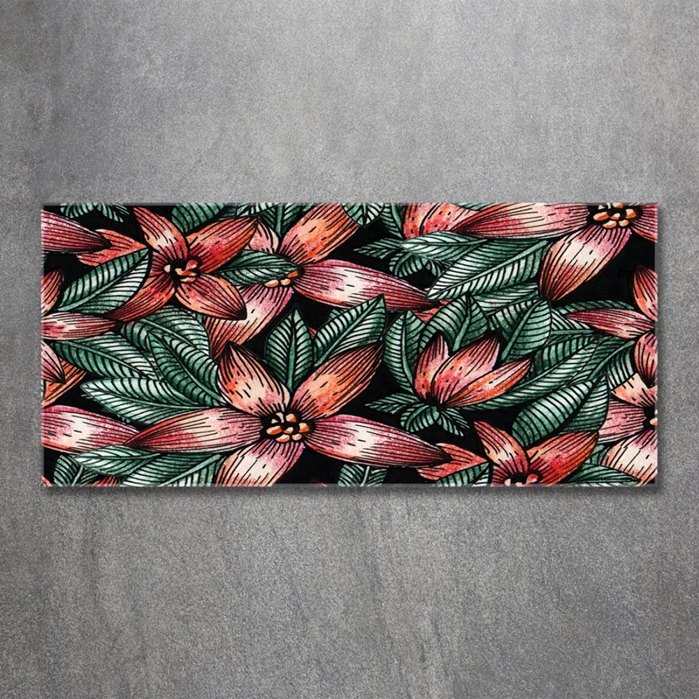 Printed glass wall art Floral pattern