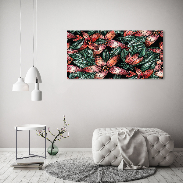 Printed glass wall art Floral pattern