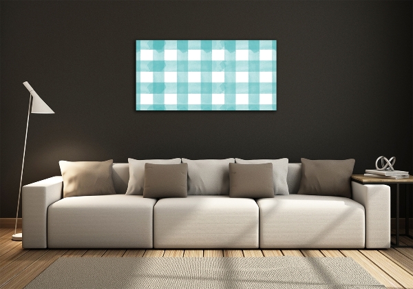 Glass picture wall art Blue grille