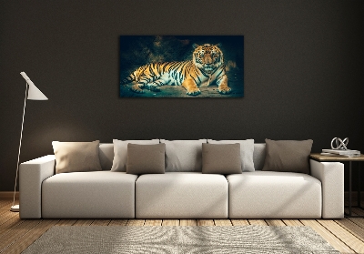 Wall art on glass Tiger in a cave