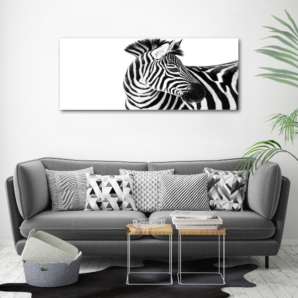 Glass wall art Zebra in the snow