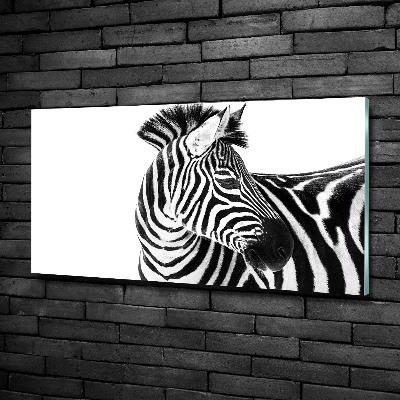 Glass wall art Zebra in the snow