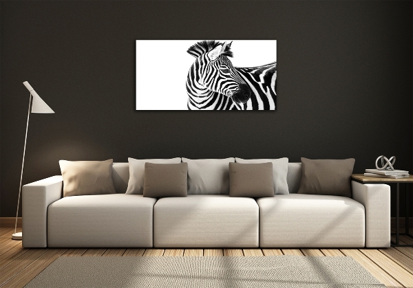 Glass wall art Zebra in the snow