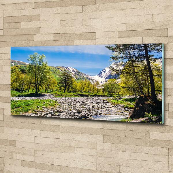 Wall art on glass River in the mountains