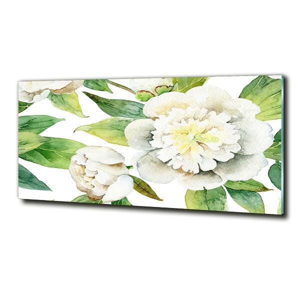 Printed glass wall art Peonies