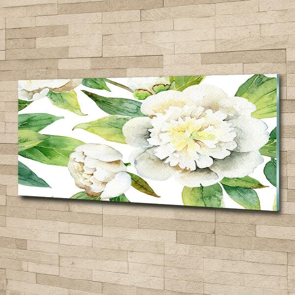 Printed glass wall art Peonies