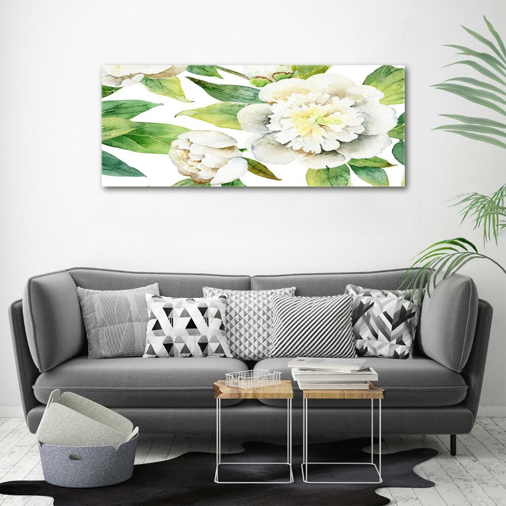 Printed glass wall art Peonies