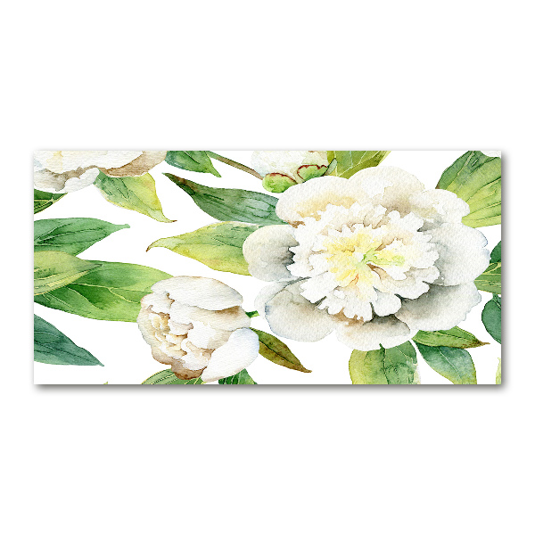 Printed glass wall art Peonies