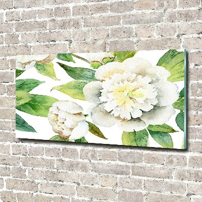 Printed glass wall art Peonies