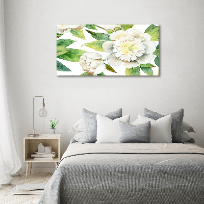 Printed glass wall art Peonies