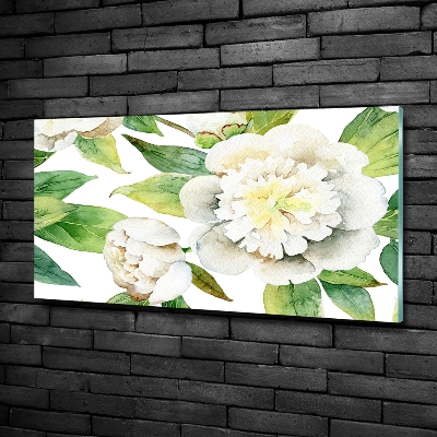 Printed glass wall art Peonies