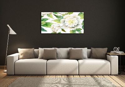 Printed glass wall art Peonies