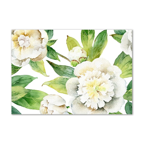 Printed glass wall art Peonies