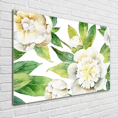 Printed glass wall art Peonies