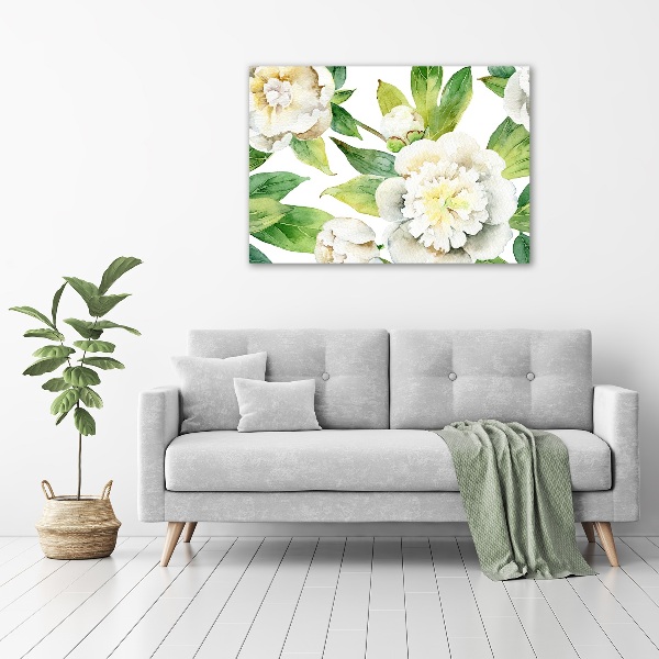 Printed glass wall art Peonies