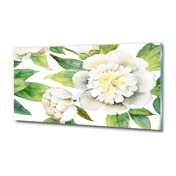 Printed glass wall art Peonies