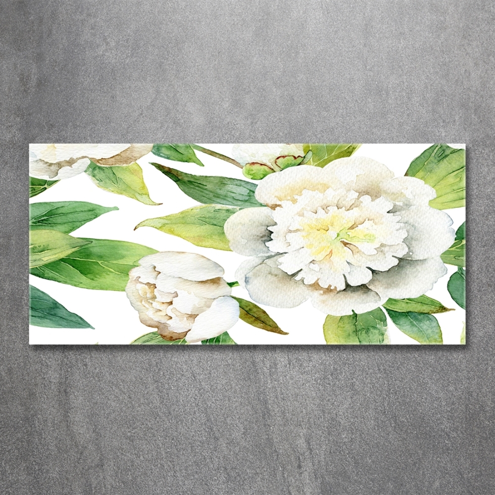 Printed glass wall art Peonies