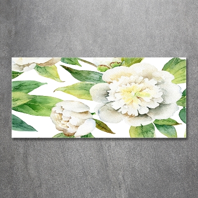 Printed glass wall art Peonies