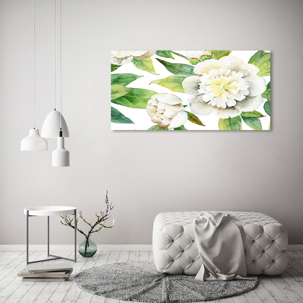 Printed glass wall art Peonies