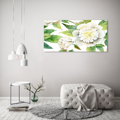 Printed glass wall art Peonies